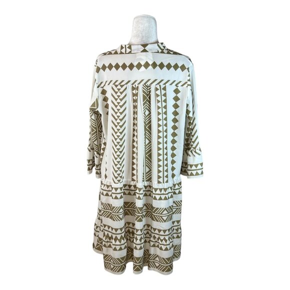 NWT Silk & Salt Women's Midi Dress Long Sleeve Geometric Print Size Medium - Picture 4 of 12